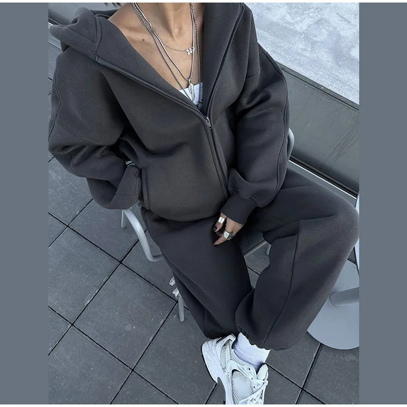 M&T Wear - Fashion Casual Women Tracksuit Set Hooded Sweatshirt Two Piece Sets 2025 Sport Outfit Loose Elastic-waist Running Trousers Femal