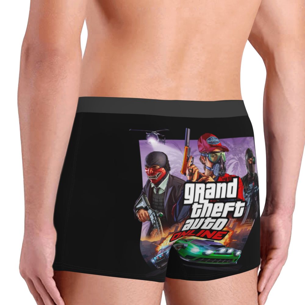 M&T Wear - Custom Grand Theft Auto Adventure Game Underwear Men Breathable GTA Boxer Briefs Shorts Panties Soft Underpants For Homme
