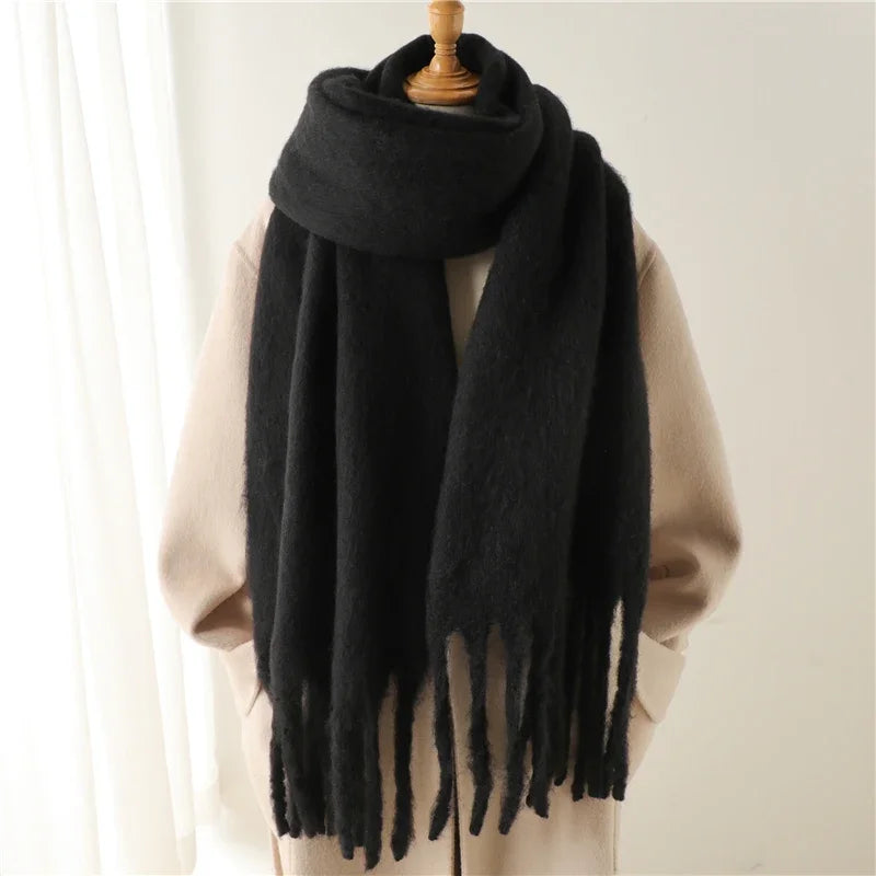 M&T Wear - Winter Scarf for Women Cashmere Warm Solid Pashmina Blanket Wraps Female Thick Soft Bufanda Big Tassel Shawl Long Poncho Echarpe
