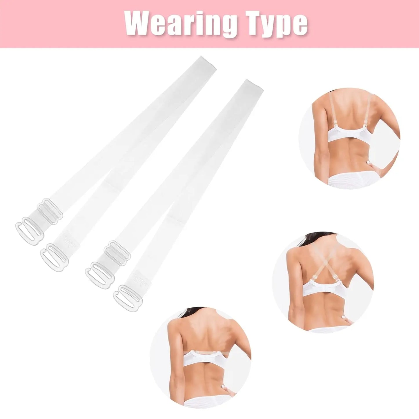 M&T Wear - 3 Pairs Invisible Clear Silicone Non-Slip Bra Straps