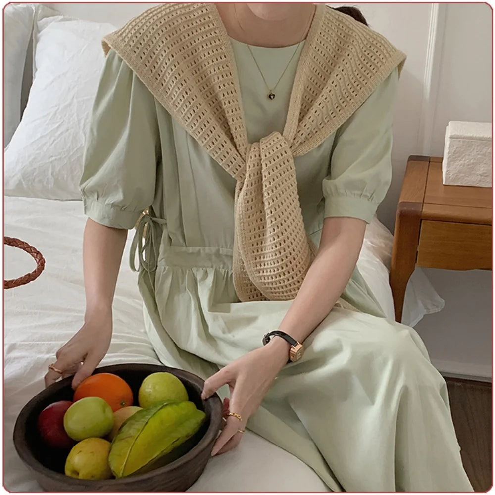 M&T Wear - Korean Knitted Shawl Winter Air Conditioning Fake Collar Neck Guard Knit Thin Knotted Cape Shoulder Warm Scarf For Women