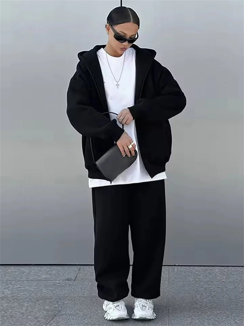 M&T Wear - Fashion Casual Women Tracksuit Set Hooded Sweatshirt Two Piece Sets 2025 Sport Outfit Loose Elastic-waist Running Trousers Femal