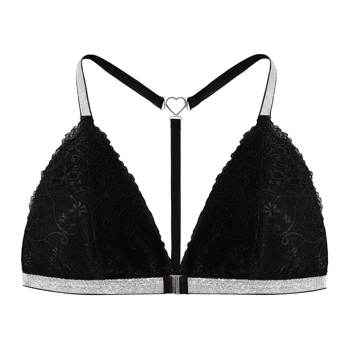 M&T Wear - Comfortable Wire-Free Bra Top with Shiny Silver Ribbon Detail