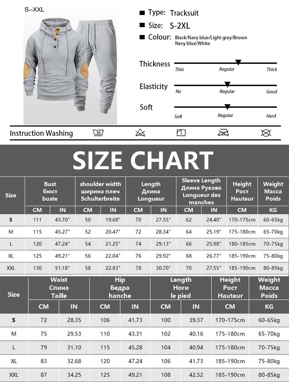 M&T Wear - New Men's Casual Tracksuit Autumn Winter Outdoor Sports Hoodie + Pants 2 Piece Set Daily Jogging Sports Sweatshirt Pants Suit