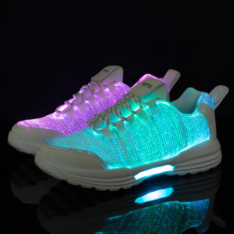 M&T Wear - Women LED Shoes Light Up Sneakers USB Recharging Fiber OPTIC Cloth Elastic Sole Glowing Luminous Flashing Luxury Party Shoes