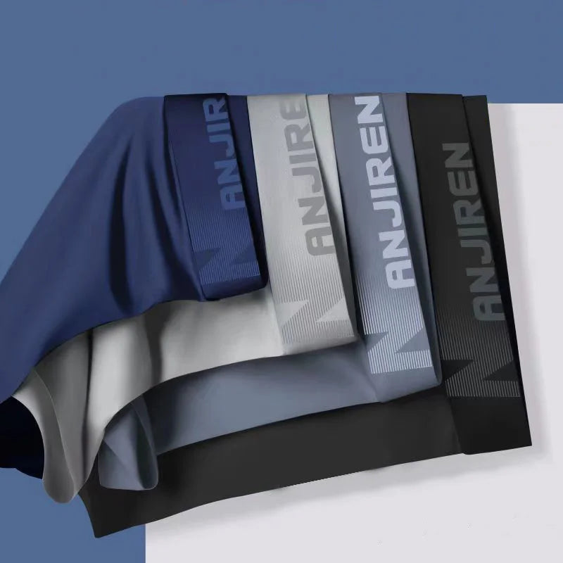 M&T Wear - 4pcs Boxer Shorts Men's Ice Silk Underwear Male Underpants Breathable Sexy Thin Panties U Convex Lingerie Wholesale Lots L-6XL