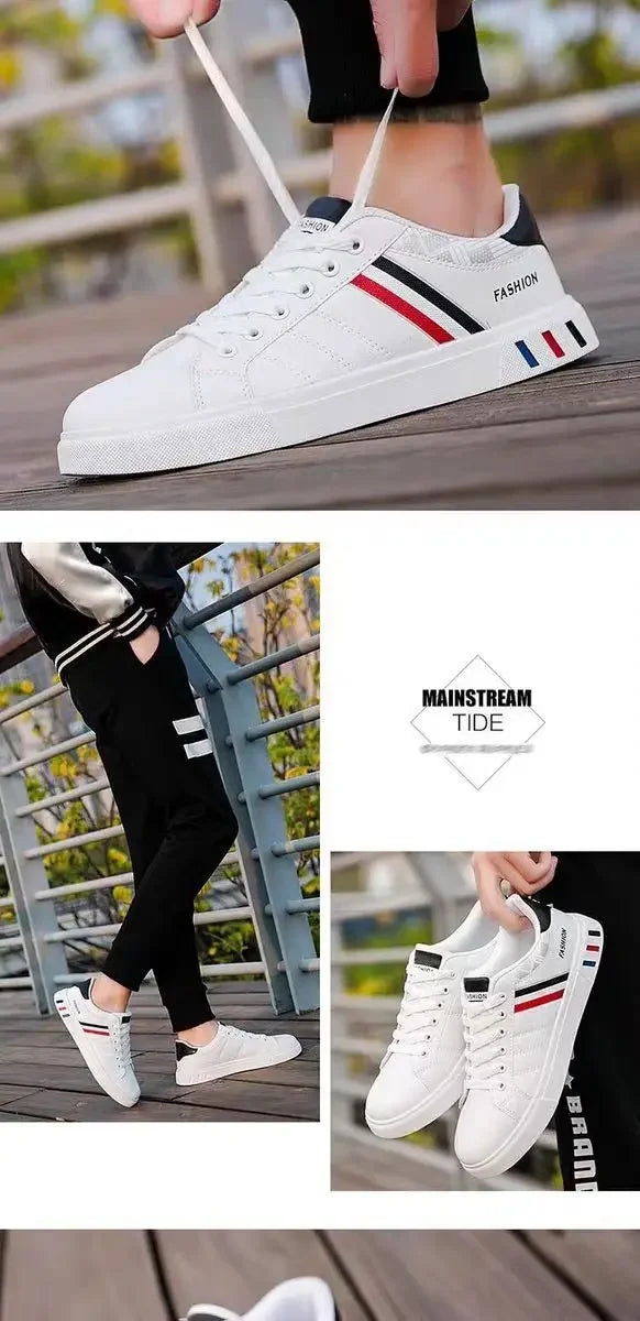 M&T Wear - Men Sneakers Casual Shoes Men Flats Zapatillas Hombre Lightweight Pu Leather Breathable Shoe Mens White Sports Tenis Shoes