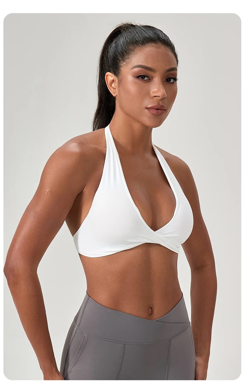 M&T Wear - Sports Yoga Bra for Women Halter Neck with Stylish Back Design Sexy Gym Bra for Running Fitness Sports Bras