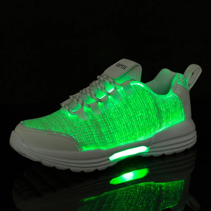 M&T Wear - Women LED Shoes Light Up Sneakers USB Recharging Fiber OPTIC Cloth Elastic Sole Glowing Luminous Flashing Luxury Party Shoes