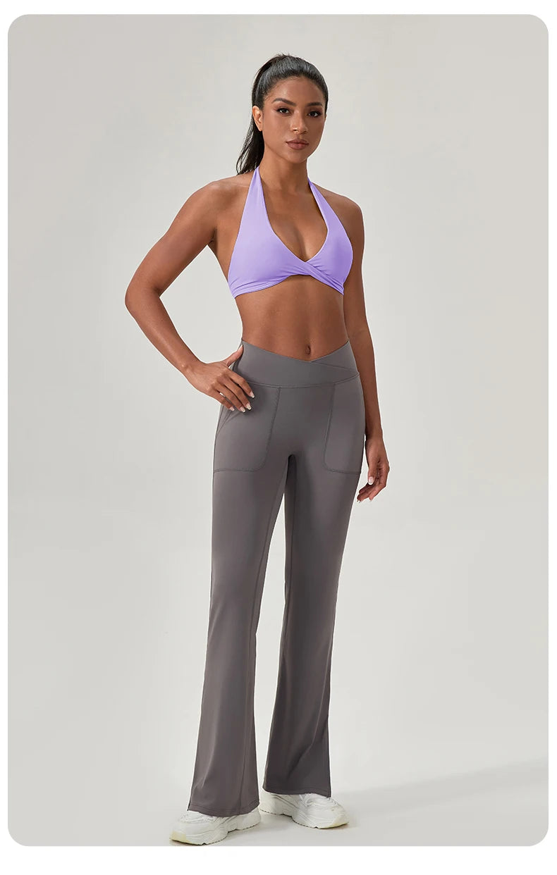 M&T Wear - Sports Yoga Bra for Women Halter Neck with Stylish Back Design Sexy Gym Bra for Running Fitness Sports Bras
