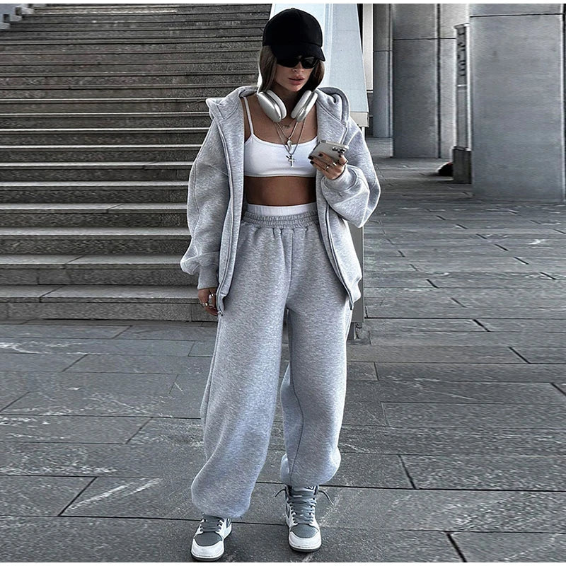 M&T Wear - Fashion Casual Women Tracksuit Set Hooded Sweatshirt Two Piece Sets 2025 Sport Outfit Loose Elastic-waist Running Trousers Femal