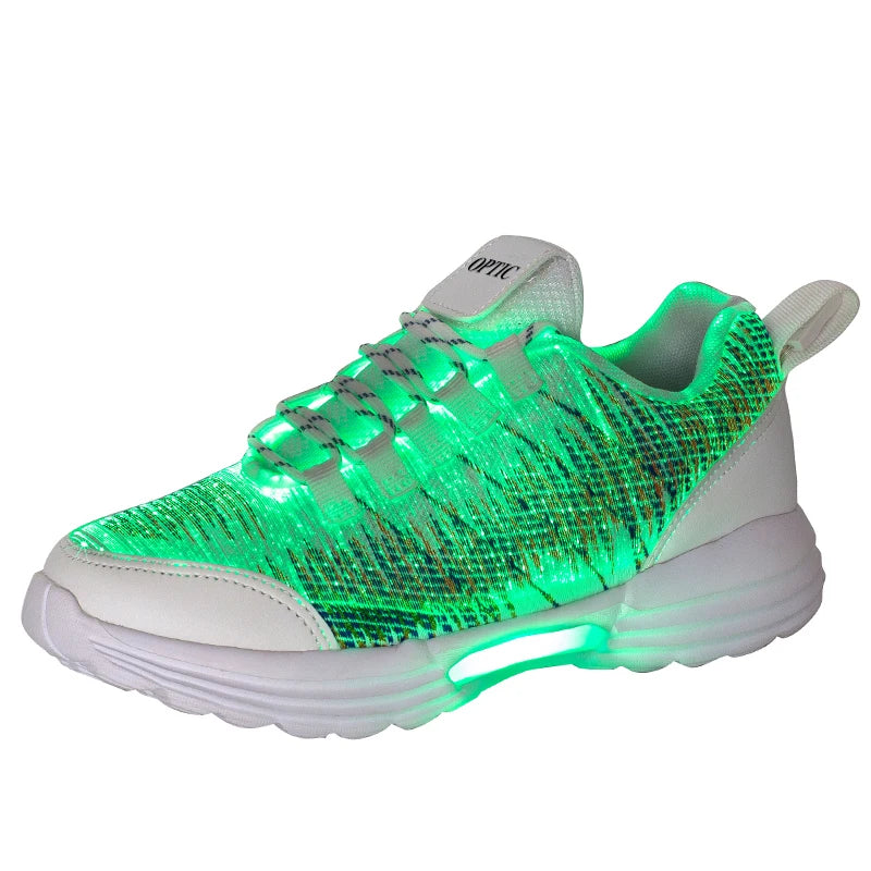 M&T Wear - Women LED Shoes Light Up Sneakers USB Recharging Fiber OPTIC Cloth Elastic Sole Glowing Luminous Flashing Luxury Party Shoes