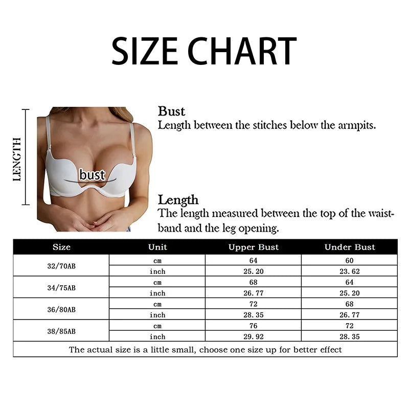 M&T Wear - Push Up Bra Backless Women Bras Low Cut Sexy Plunge Brassiere Open Back Wedding Underwear Invisible Seamless Deep U Lingerie