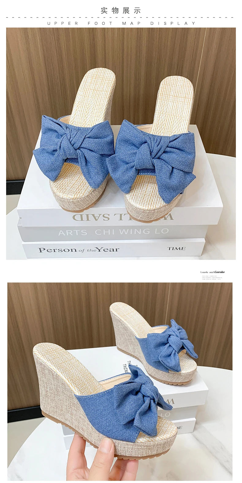 M&T Wear - Women Fashion Casual Party Club Shoes Bowknot Design Platform Wedge Slippers Sandals Women Summer Fashion Flip Flops