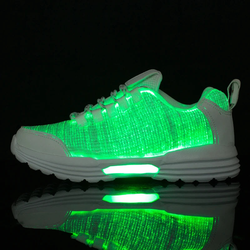 M&T Wear - Women LED Shoes Light Up Sneakers USB Recharging Fiber OPTIC Cloth Elastic Sole Glowing Luminous Flashing Luxury Party Shoes