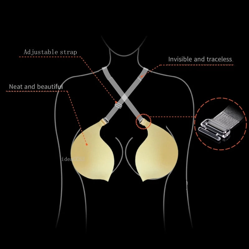 M&T Wear - Strapless Bra for Women Seamless Invisible Push Up Bras Backless Wedding Brassiere Self Adhesive Sexy Lingerie A To C Cup
