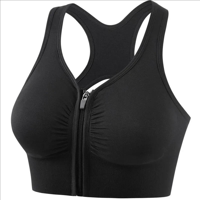 M&T Wear - Women's sports bra fitness top front zipper design sports vest fashionable bra yoga gym sports bra