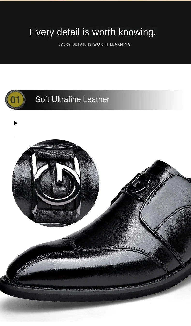 M&T Wear- Men Casual Shoes Fashion Brand Classic Casual Men Leather Shoes Black Breathable Business Men Shoes Large Size