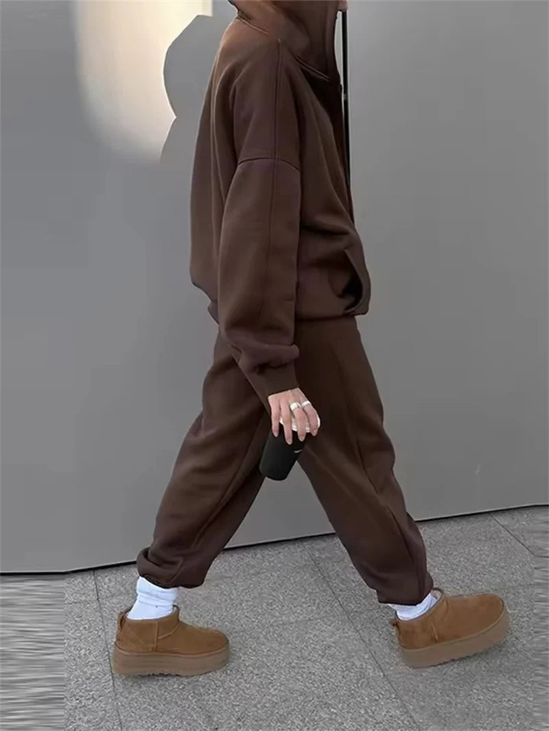 M&T Wear - Fashion Casual Women Tracksuit Set Hooded Sweatshirt Two Piece Sets 2025 Sport Outfit Loose Elastic-waist Running Trousers Femal