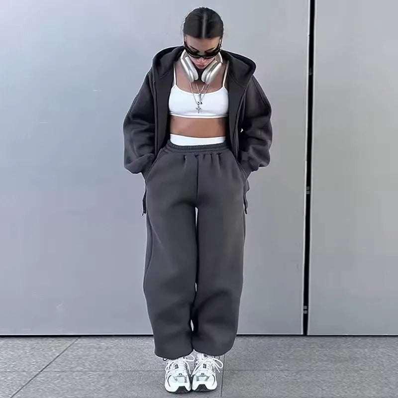 M&T Wear - Fashion Casual Women Tracksuit Set Hooded Sweatshirt Two Piece Sets 2025 Sport Outfit Loose Elastic-waist Running Trousers Femal