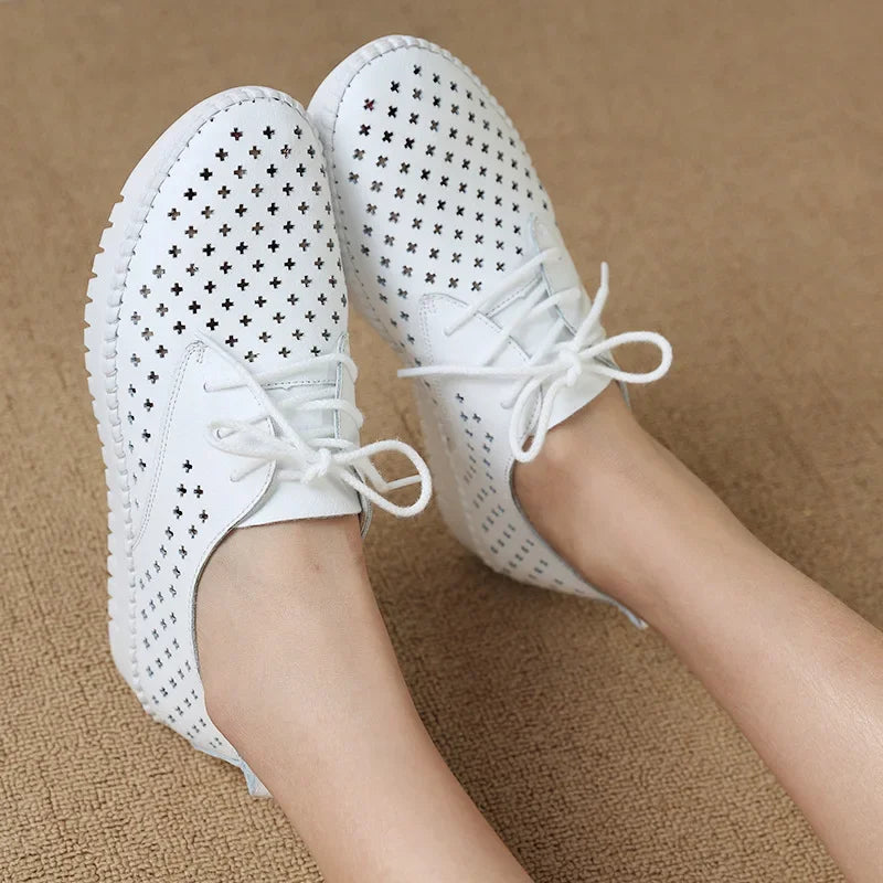 M&T Wear - sneaker women platform shoes female Genuine Leather Walking flat sandals for women Breathable Comfort Vacation shoes
