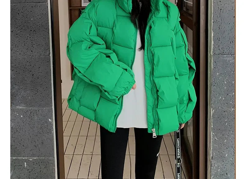 M&T Wear - Winter Jacket for Women Three-dimensional Plaid Woven Fashion Coat Solid High Street Warm and Thick 2023 Winter New Down Jacket