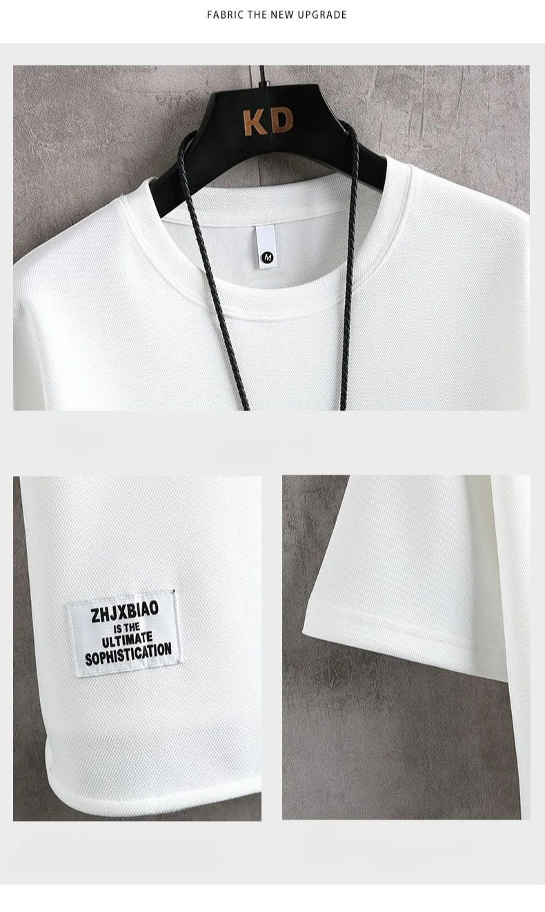 M&T Wear - Men's New Summer Suit 2025 Korean Casual T-shirt + Shorts Suit Men's Tracksuit Solid Color Tracksuit Loose Suit Two-piece Set