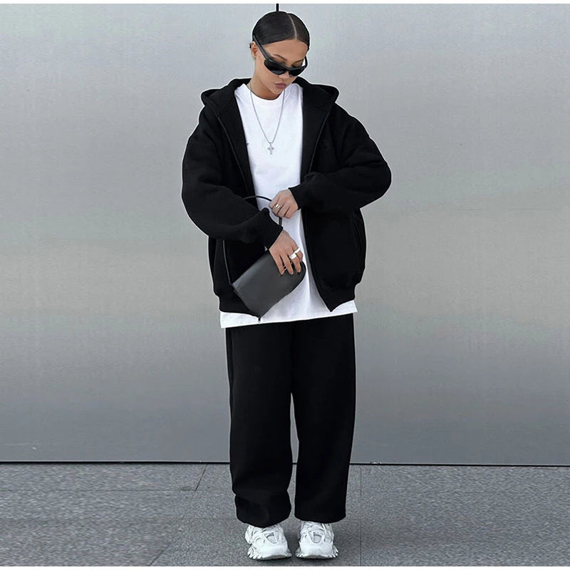 M&T Wear - Fashion Casual Women Tracksuit Set Hooded Sweatshirt Two Piece Sets 2025 Sport Outfit Loose Elastic-waist Running Trousers Femal