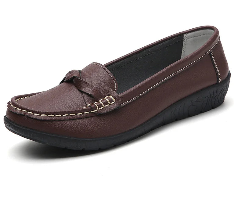 M&T Wear- New Soft Leather Flat Shoes Women's Loafers Flats Casual Shoes Women Footwear Female White Zapatos De Mujer