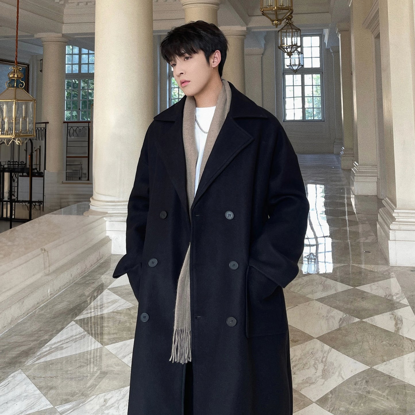 M&T Wear - Thick Korean Vintage Long Woolen Trench Coat for Men