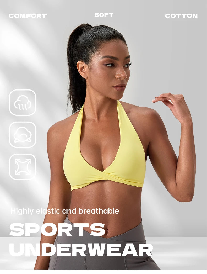 M&T Wear - Sports Yoga Bra for Women Halter Neck with Stylish Back Design Sexy Gym Bra for Running Fitness Sports Bras