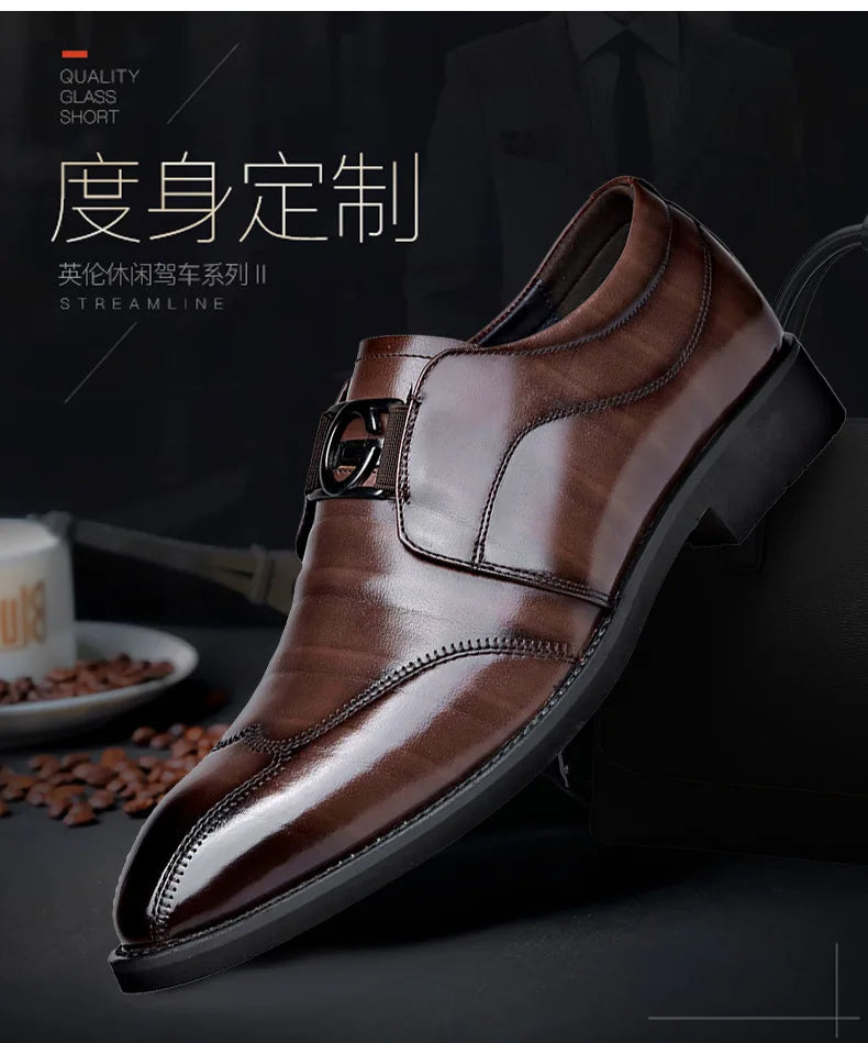 M&T Wear- Men Casual Shoes Fashion Brand Classic Casual Men Leather Shoes Black Breathable Business Men Shoes Large Size