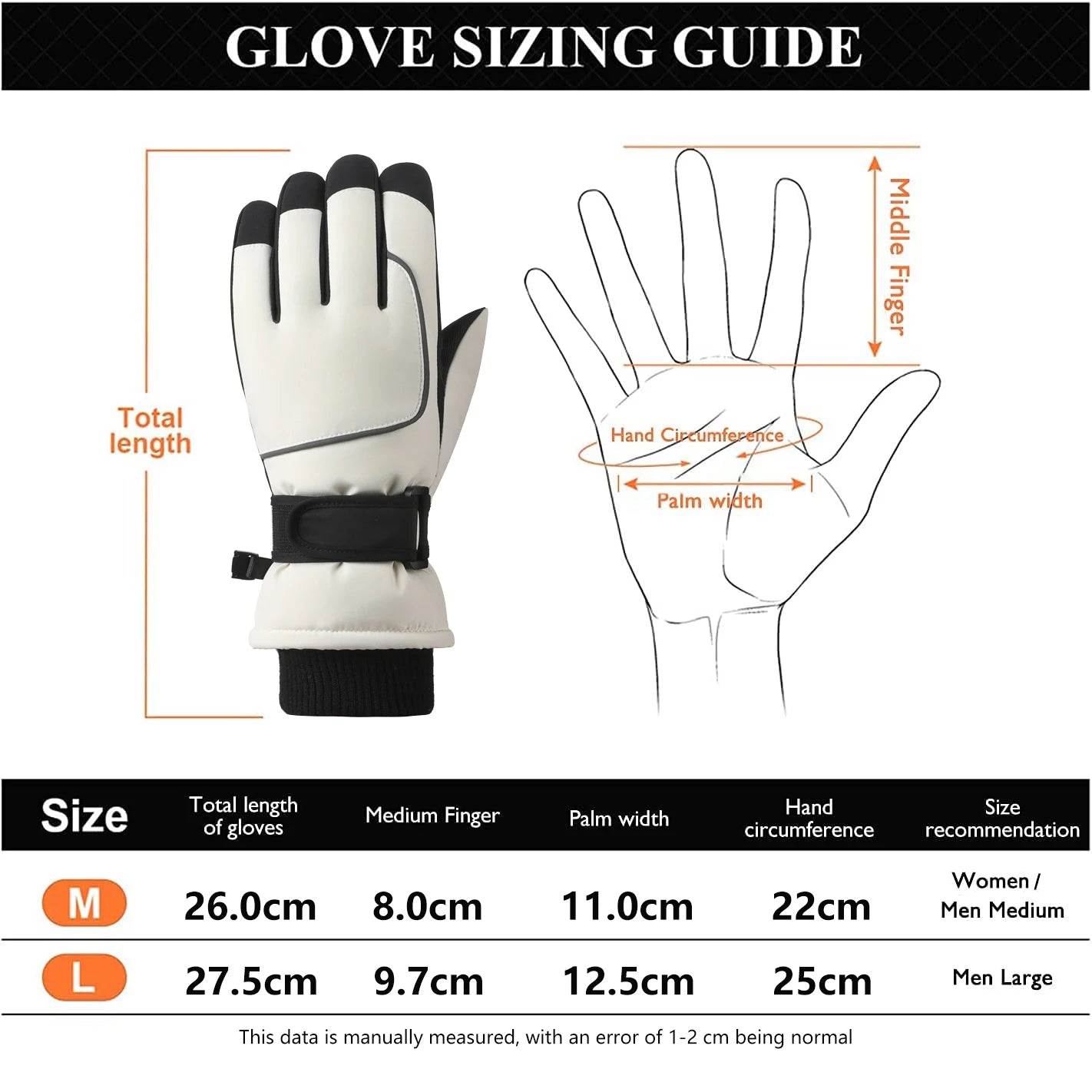 M&T Wear - Winter Gloves for Men Women, Waterproof Thermal Snow Ski Gloves Outdoor - Work, Hiking, Skiing, Running, Biking, Riding Glove