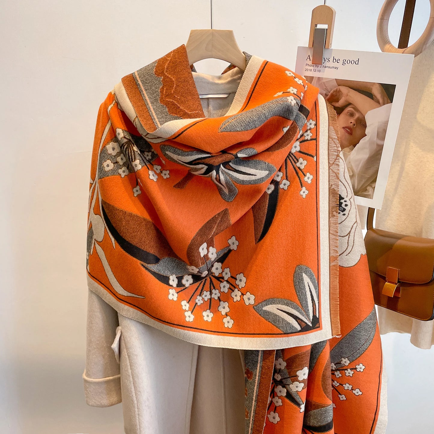 M&T Wear - Shawl Pashmina Thick Winter Warm Blanket Poncho Stoles Print Cashmere Scarf Women Travel Wraps Bufanda Female 2023 Luxury
