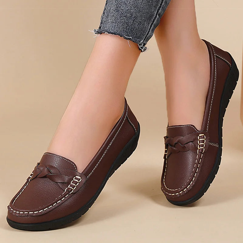 M&T Wear- New Soft Leather Flat Shoes Women's Loafers Flats Casual Shoes Women Footwear Female White Zapatos De Mujer