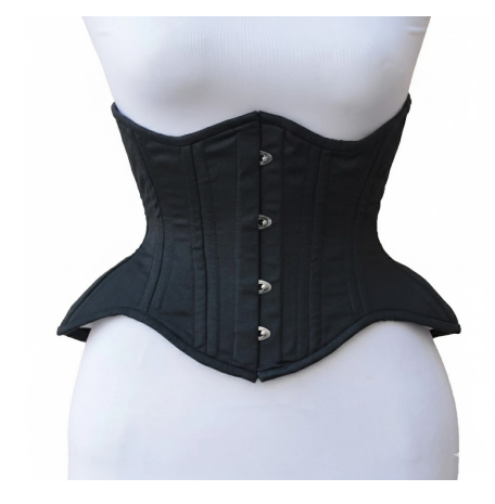 M&T Wear - Classic Underbust Black Canvas Corset | 100% Cotton Lined