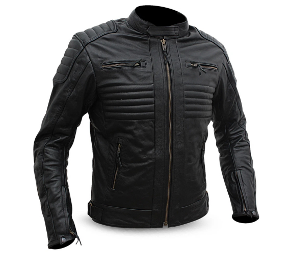 M&T Wear - Aggressive Padded Biker Leather Jacket (5-Years Cash Back Leather Guarantee)