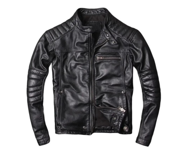 M&T Wear - Sleek Padded Shoulder & Sleeve Racer Jacket(5-Years Cash Back Leather Guarantee)