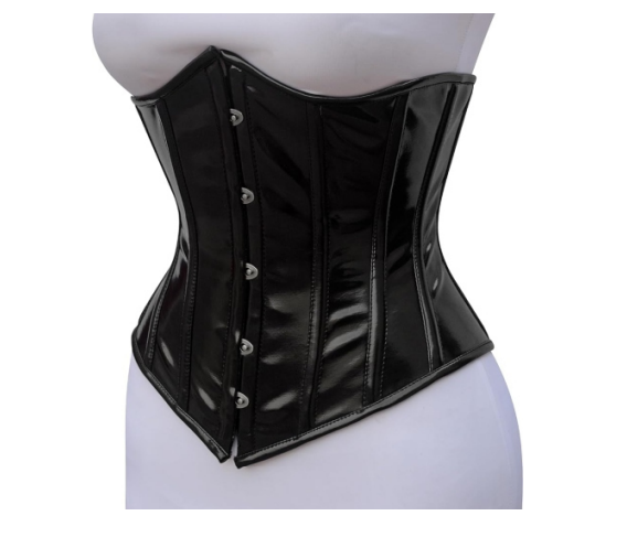 M&T Wear - Underbust Glossy Black PVC Corset