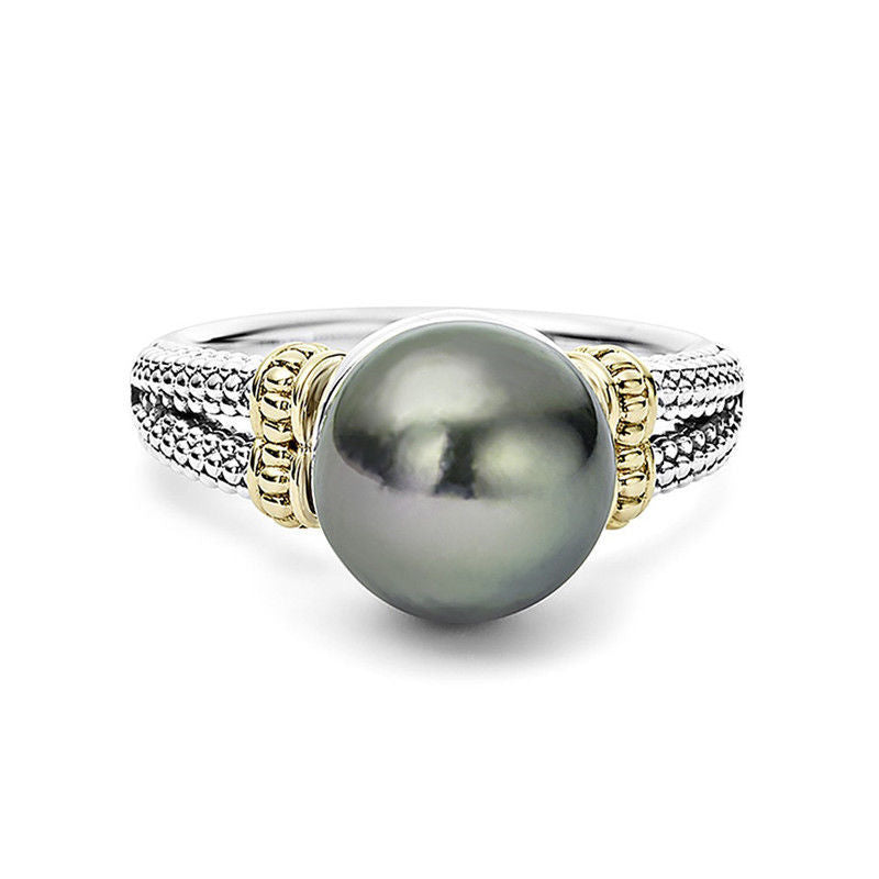 M&T Wear – S925 Grey Pearl Cocktail Ring for Women