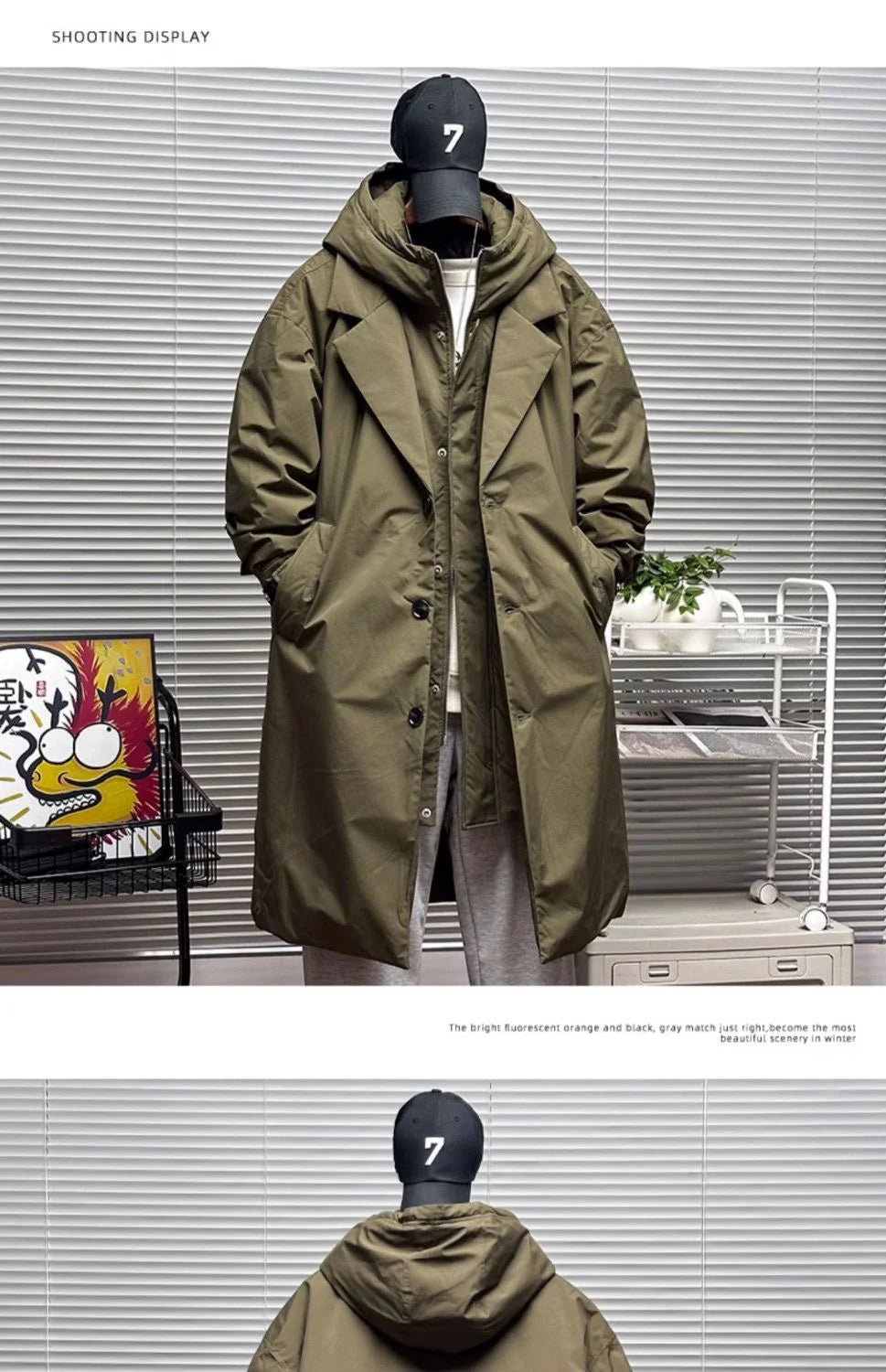 M&T Wear Men’s Korean Style Hooded Windbreaker – Two-Piece Mid-Length Jacket