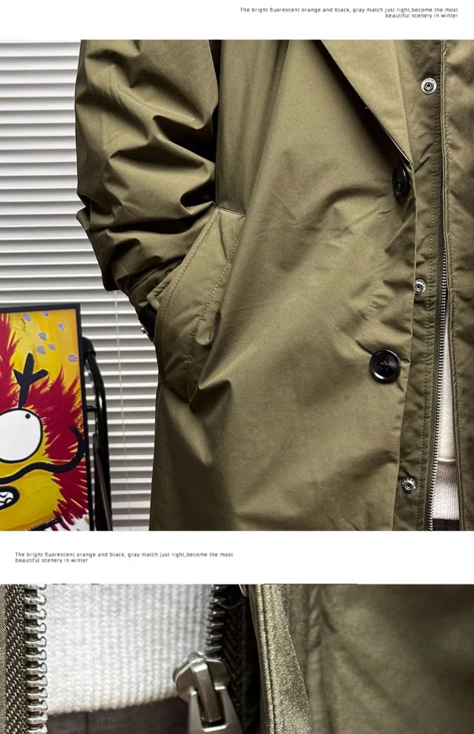 M&T Wear Men’s Korean Style Hooded Windbreaker – Two-Piece Mid-Length Jacket