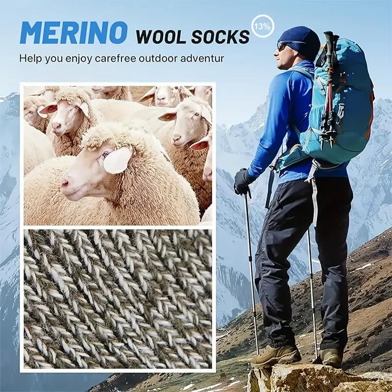 M&T Wear - 5 Pairs Super Thick Thermal Merino Wool Hiking Socks