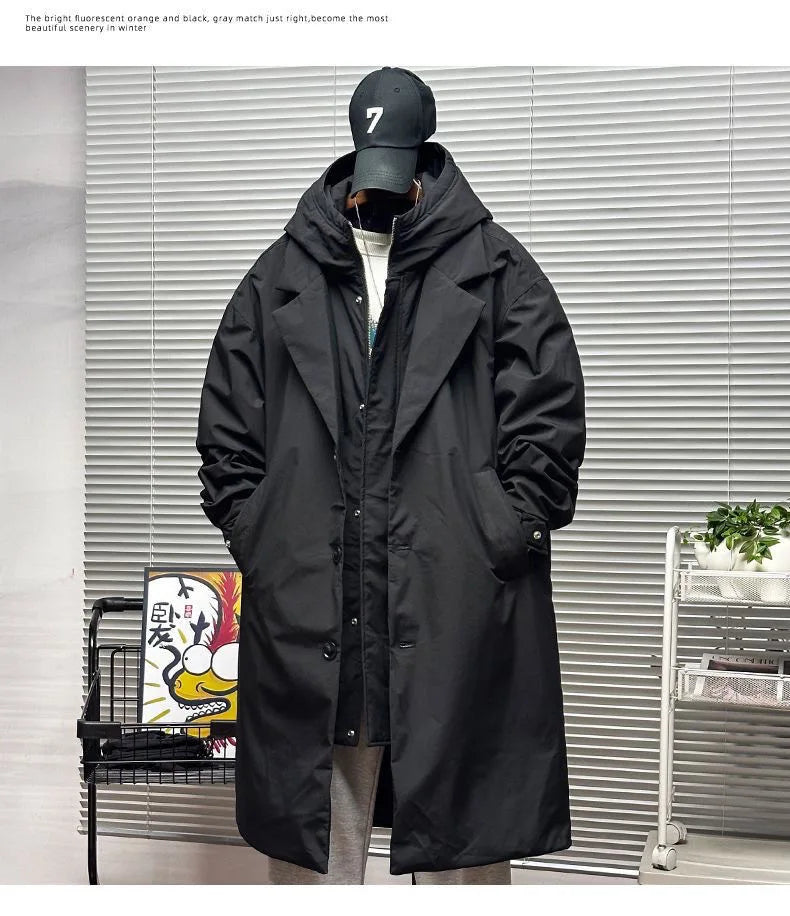 M&T Wear Men’s Korean Style Hooded Windbreaker – Two-Piece Mid-Length Jacket