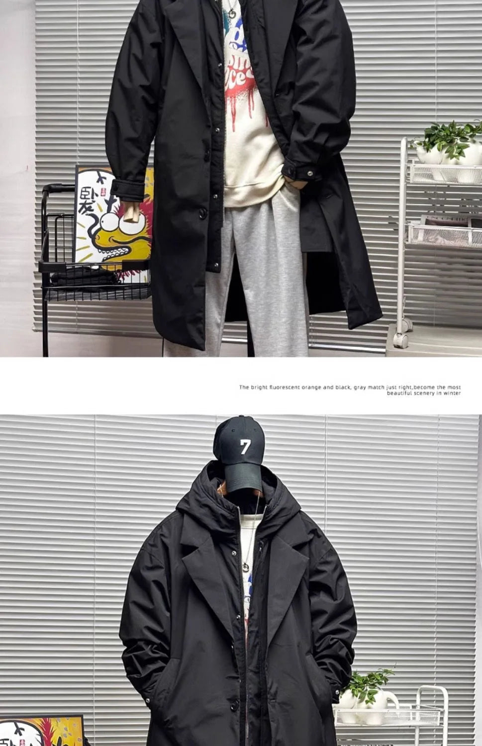 M&T Wear Men’s Korean Style Hooded Windbreaker – Two-Piece Mid-Length Jacket