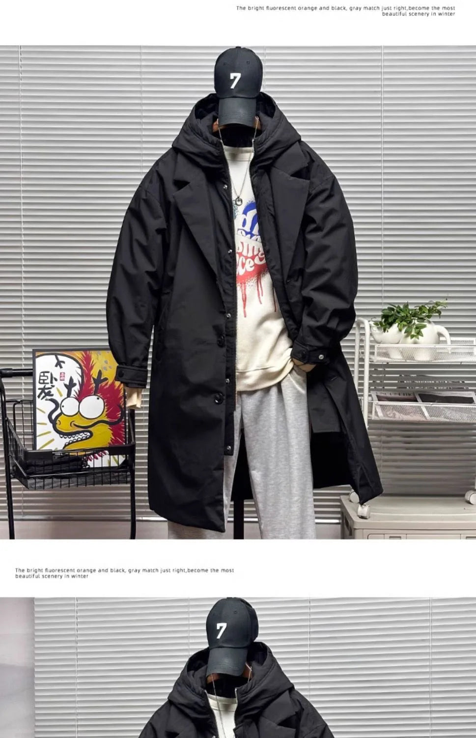 M&T Wear Men’s Korean Style Hooded Windbreaker – Two-Piece Mid-Length Jacket