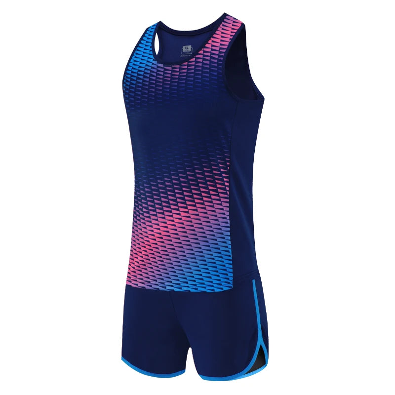 M&T Wear - Men Running Tracksuits 2021 Track And Field Suits Quick Dry Marathon Athletics Sportswear Vest+Shorts Team Sport Set