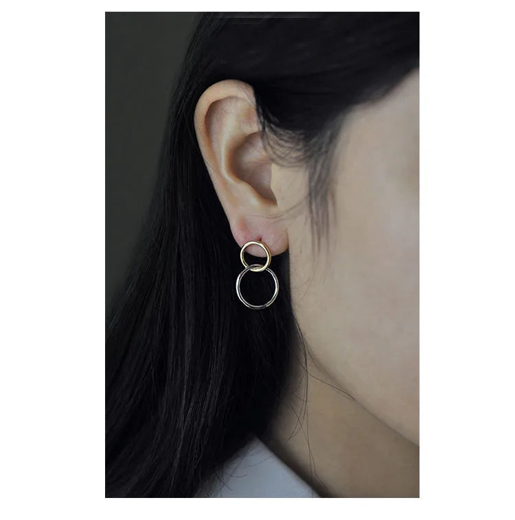 M&T Wear - Real 925 Sterling Silver Double Circle Earrings for Women