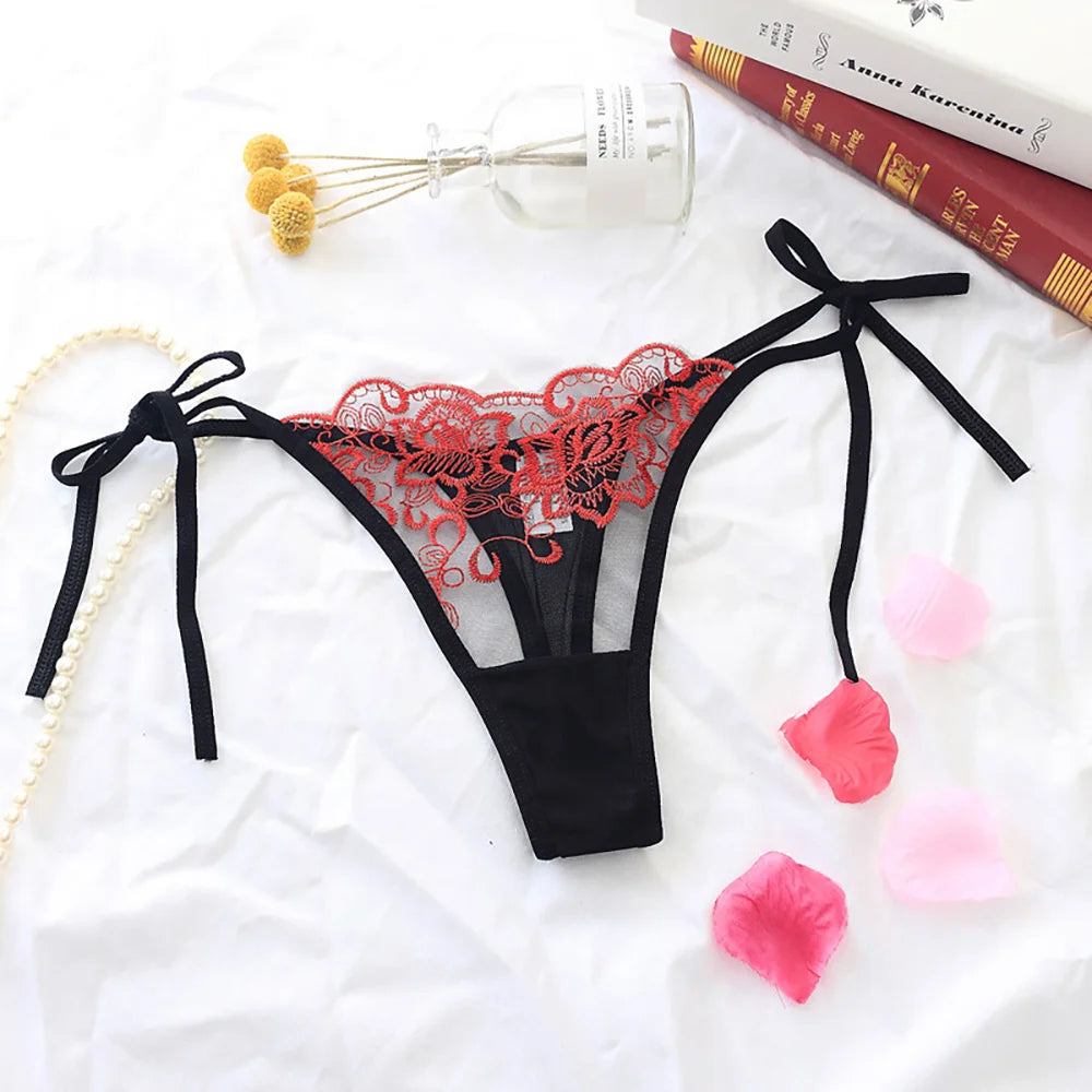 M&T Wear - Embroidered Lace Sexy Transparent Panties for Women
