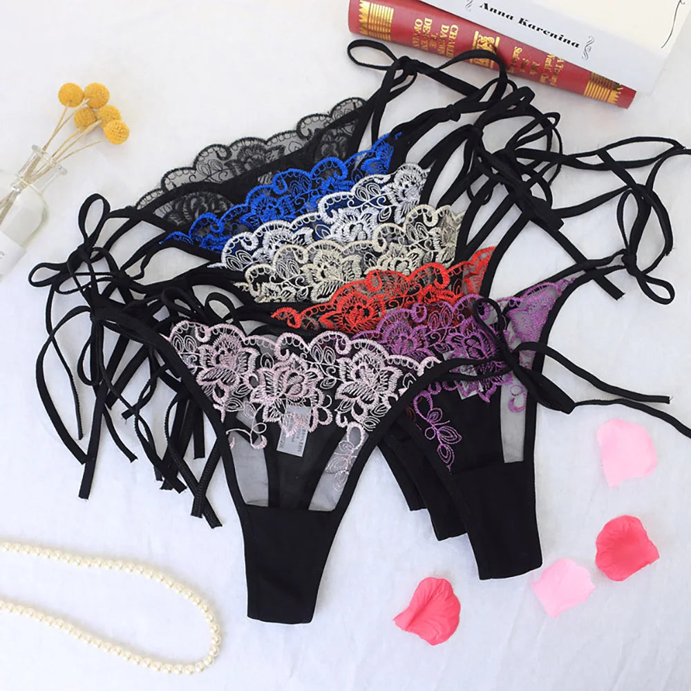 M&T Wear - Embroidered Lace Sexy Transparent Panties for Women